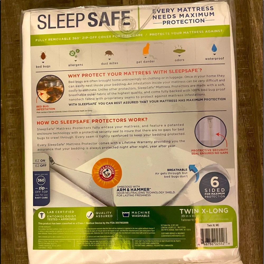 Sleep Safe™ Premium Twin XL Mattress Protector in White